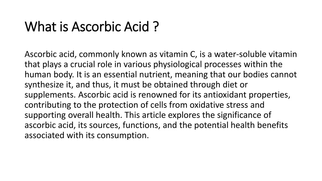 PPT Ascorbic Acid Market PowerPoint Presentation, free download ID