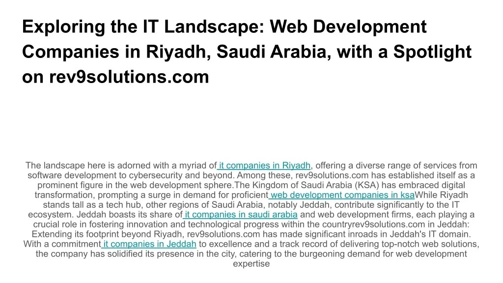 PPT Exploring the IT Landscape_  Development Companies in Riyadh