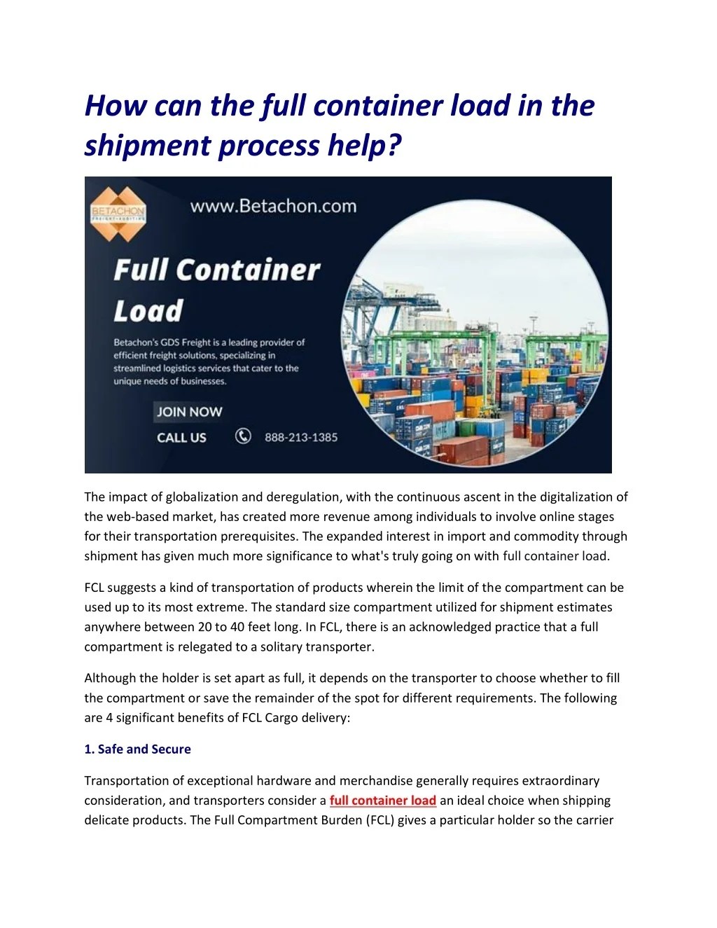 PPT How can the full container load in the shipment process help