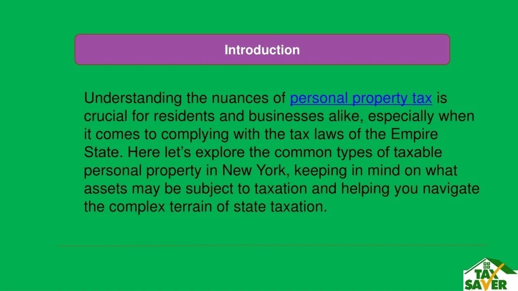 PPT Common Types of Taxable Personal Property in New York PowerPoint