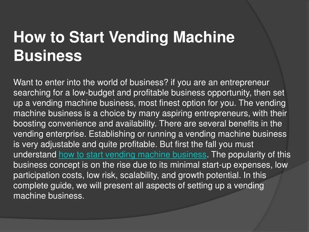 PPT How to Start Vending Machine Business PowerPoint Presentation