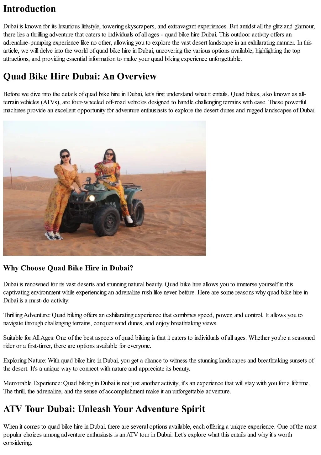 PPT Quad Bike Hire Dubai An Outdoor Activity for All Ages PowerPoint