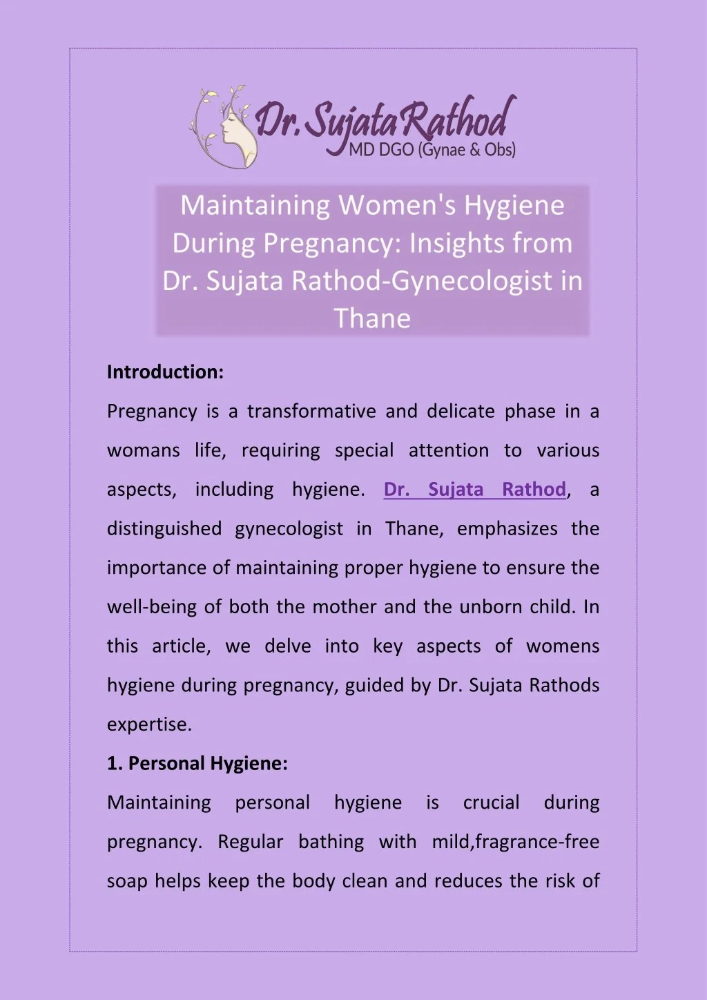 PPT Maintaining Women's Hygiene During Pregnancy Insights from Dr