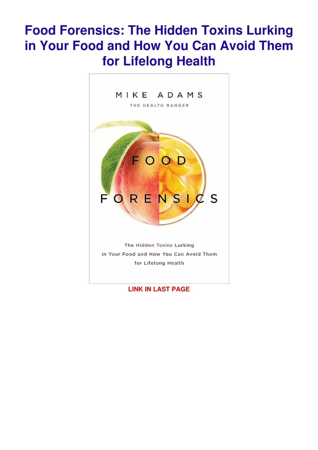 PPT Ebook ️(download)⚡️ Food Forensics The Hidden Toxins Lurking in
