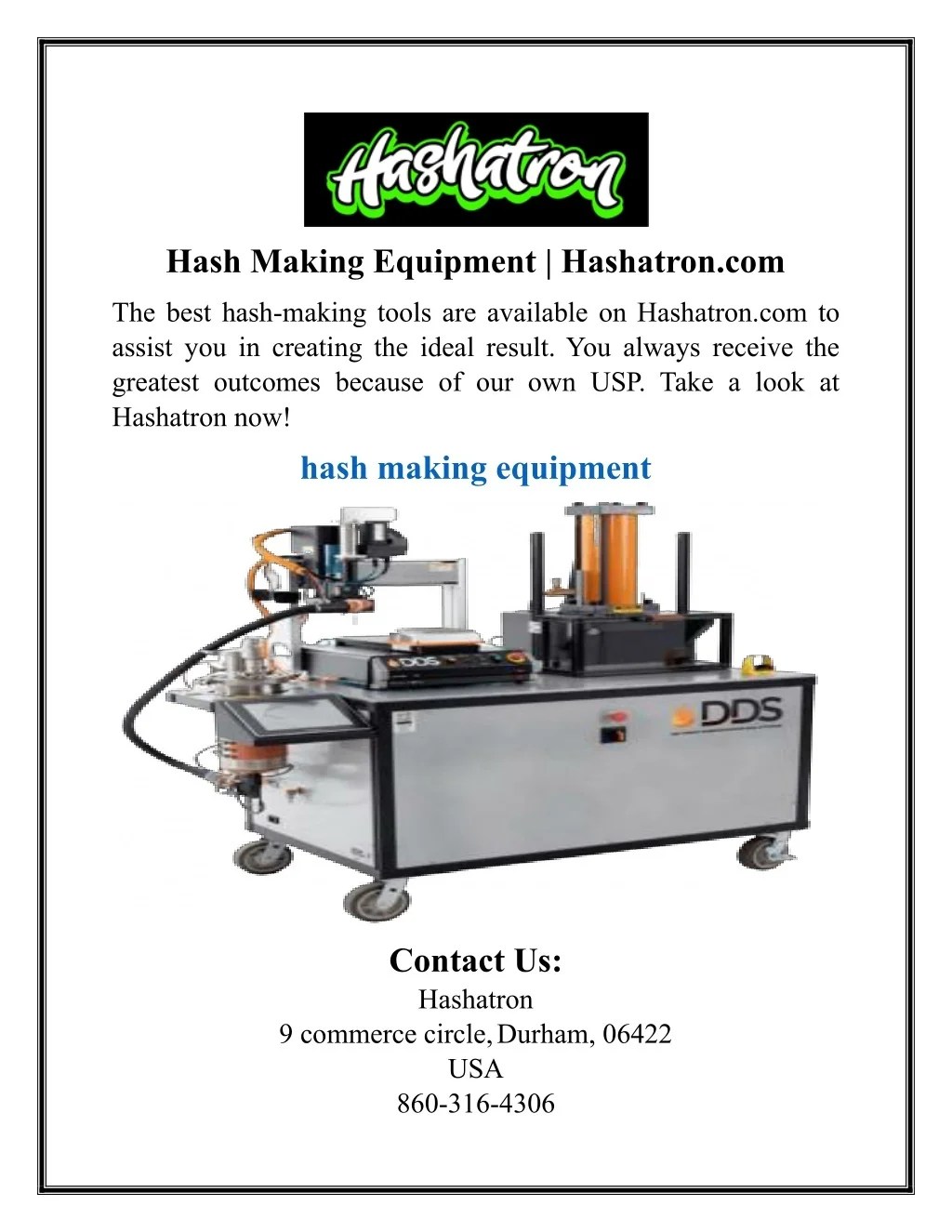 PPT Hash Making Equipment PowerPoint Presentation