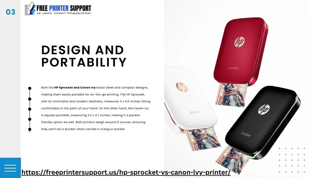 PPT HP Sprocket VS Canon Ivy Portable Photo Printer PowerPoint