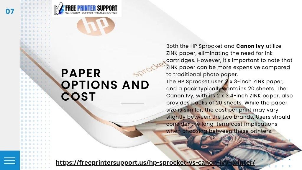 PPT HP Sprocket VS Canon Ivy Portable Photo Printer PowerPoint