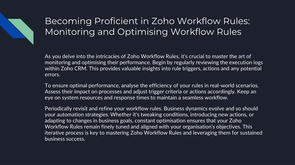 PPT A Comprehensive Guide to Mastering Zoho Workflow Rules PowerPoint