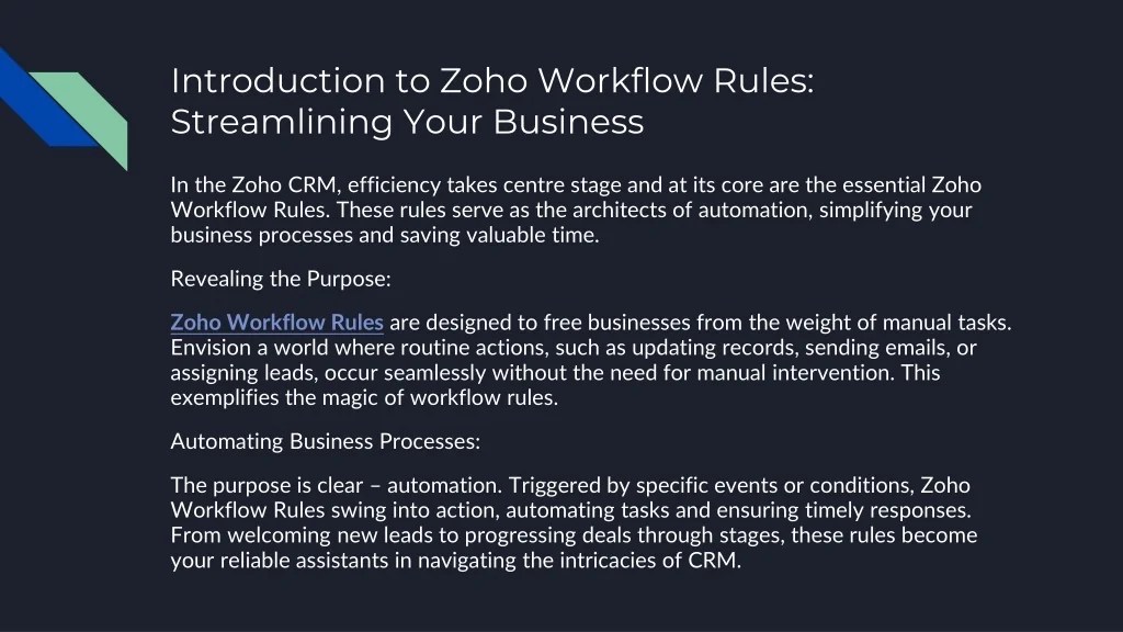 PPT A Comprehensive Guide to Mastering Zoho Workflow Rules PowerPoint