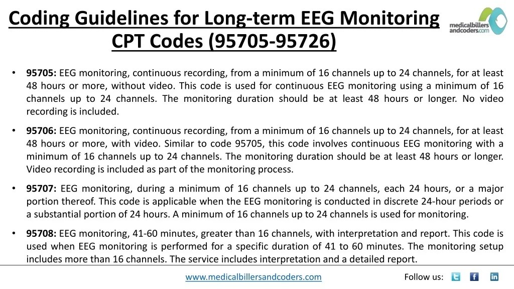 PPT Coding Guidelines for Longterm EEG Monitoring CPT Codes (95705