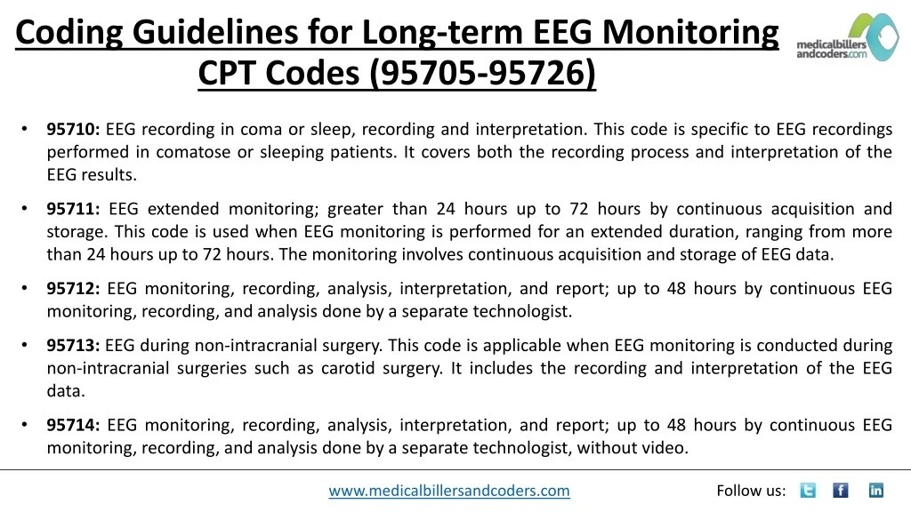 PPT Coding Guidelines for Longterm EEG Monitoring CPT Codes (95705