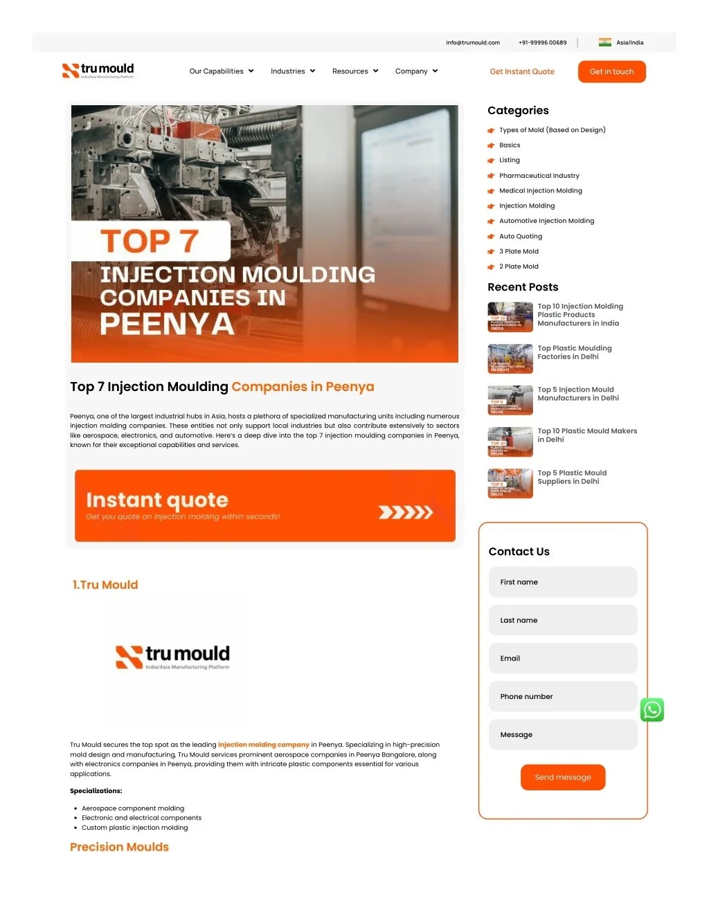 PPT The 7 Best Injection Moulding Companies in Peenya PowerPoint