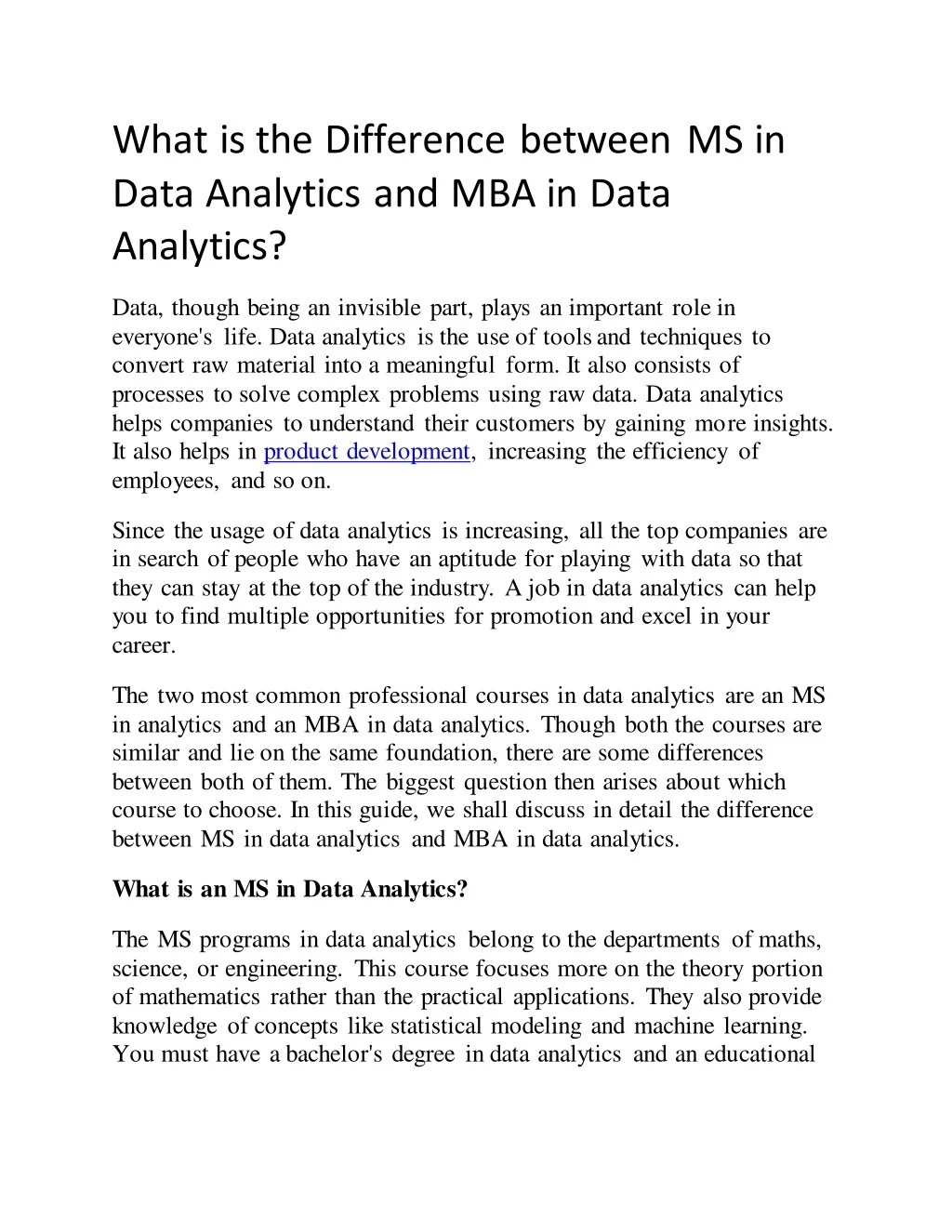 PPT What is the Difference between MS in Data Analytics and MBA in