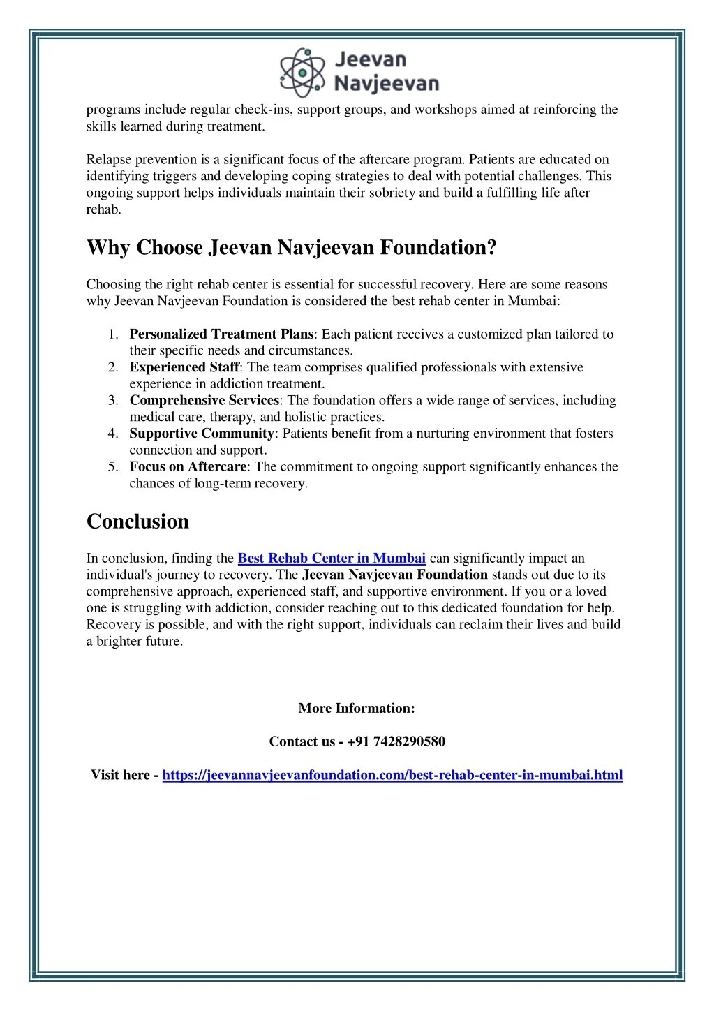 PPT Best Rehab Center in Mumbai by Jeevan Navjeevan Foundation