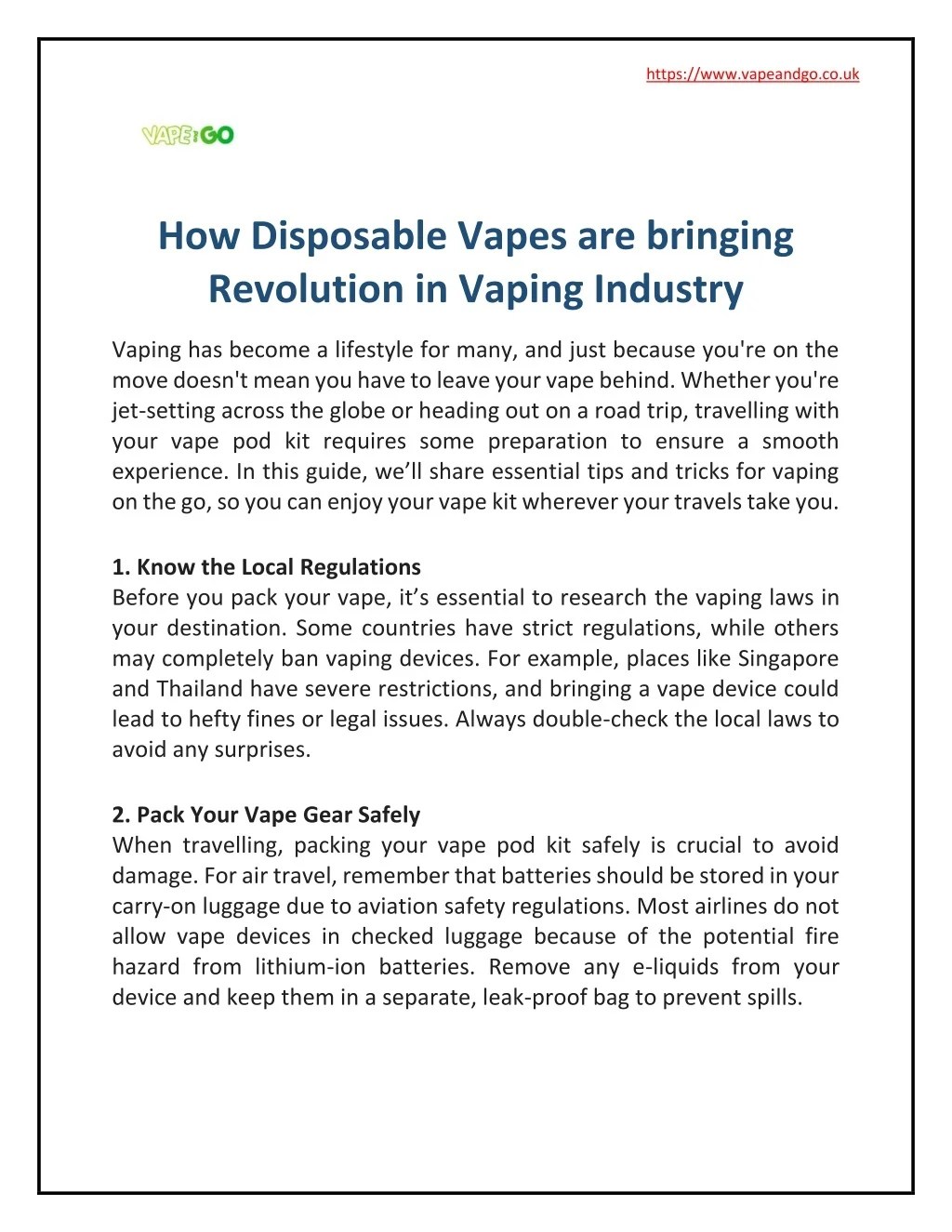 PPT Travelling with Your Vape Pod Kit Tips and Tricks for Vaping on