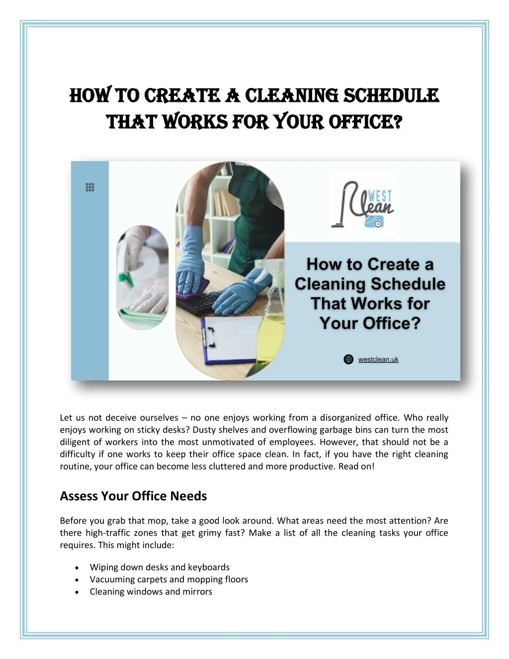 PPT How to Create a Cleaning Schedule That Works for Your Office