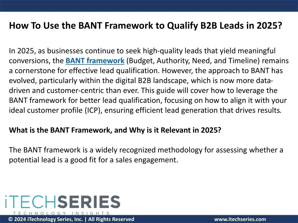 PPT How To Use the BANT Framework to Qualify B2B Leads in 2025