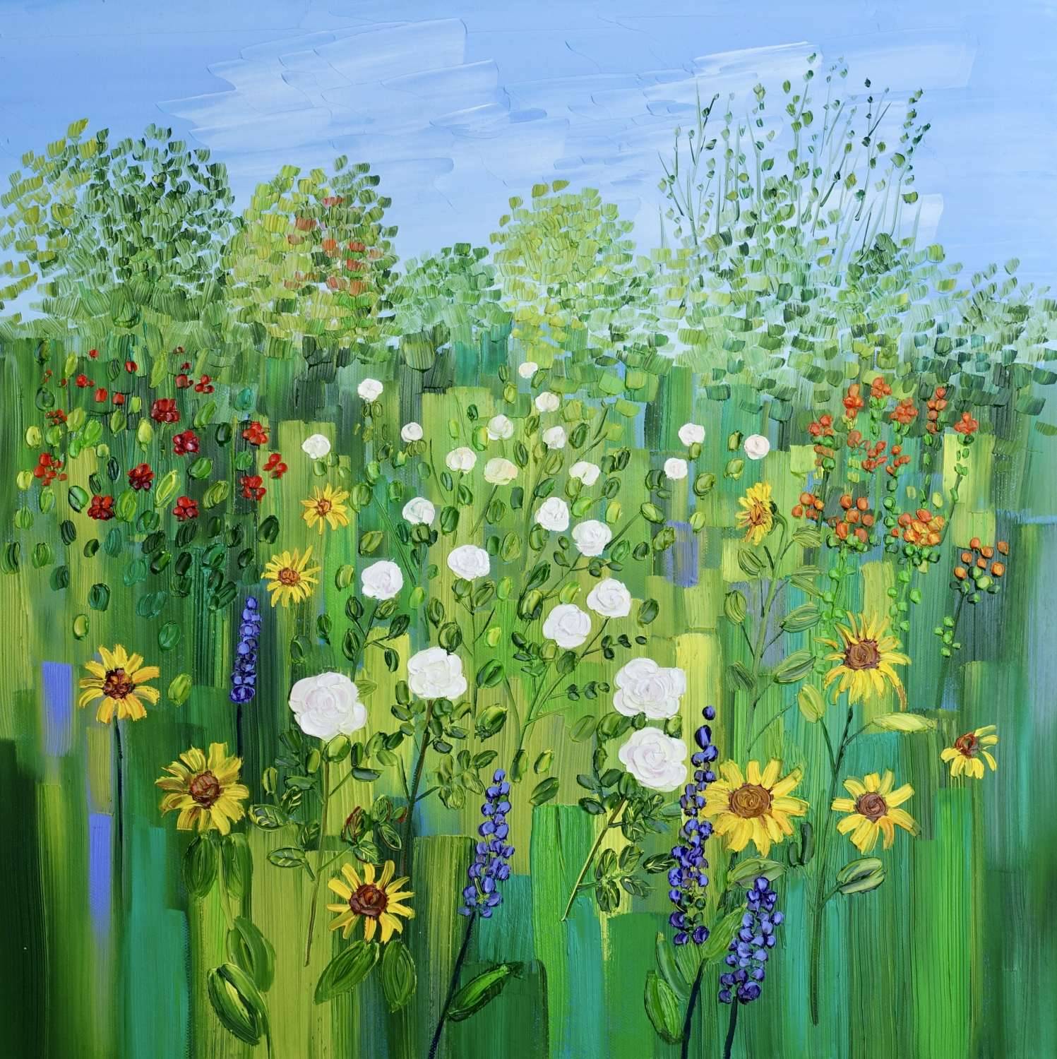 Summer Garden with Roses and Sunflowers £65 Sheila Fowler Art
