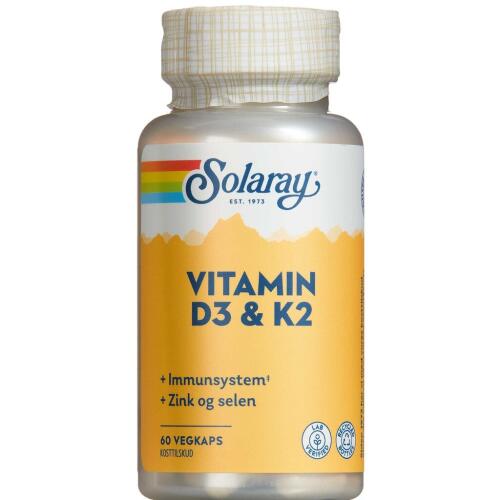 Solaray Vitamin D3 & K2, 60 stk. apotekeren.dk Køb online nu!