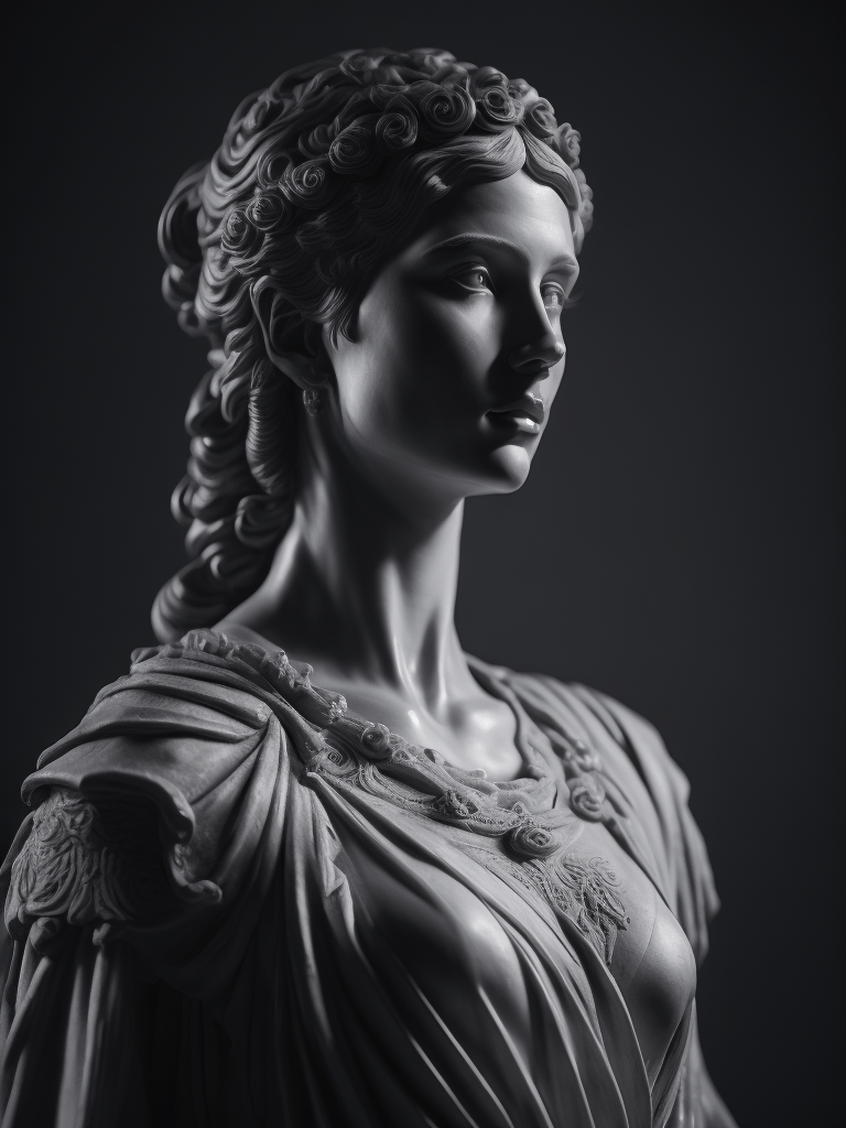Lumenor AI Image Generation roman statue of entire woman black and