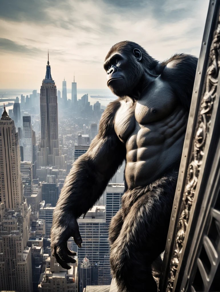Premium Free ai Images king kong climbing empire state building