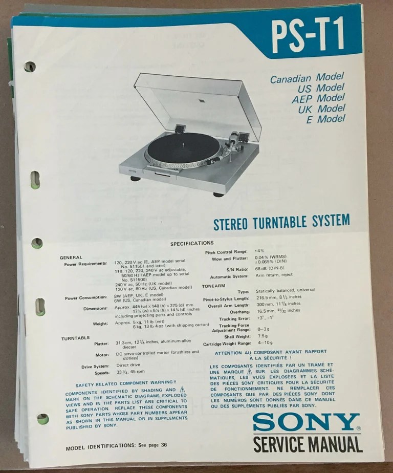 SONY PST1 STEREO TURNTABLE RECORD PLAYER JAPAN VINTAGE CIRCA 1978