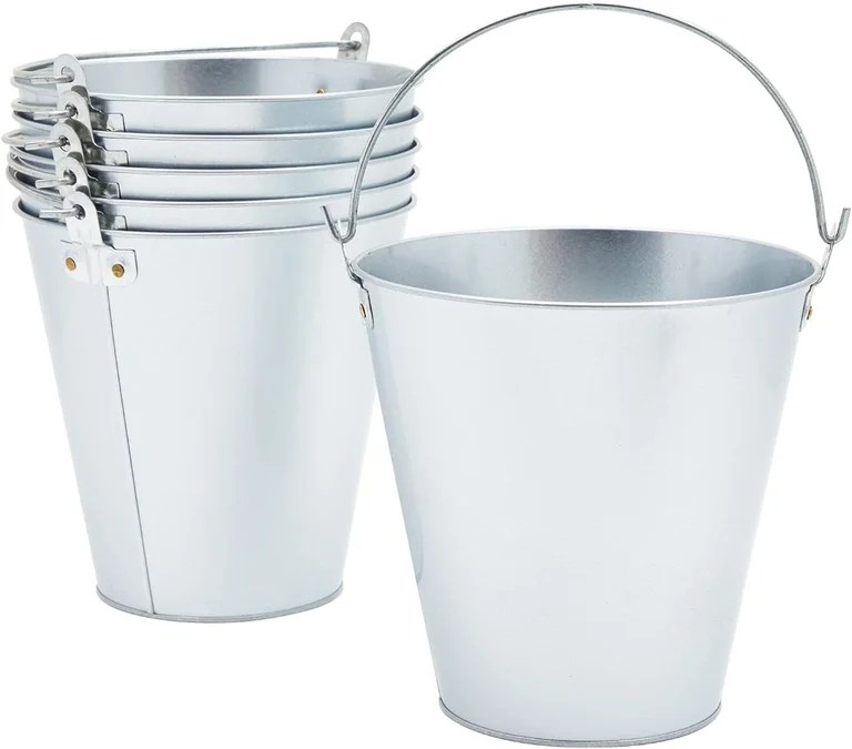 12 x Galvanised Metal Buckets for Ice, Beer, Flowers, 3 Litres WEDDING