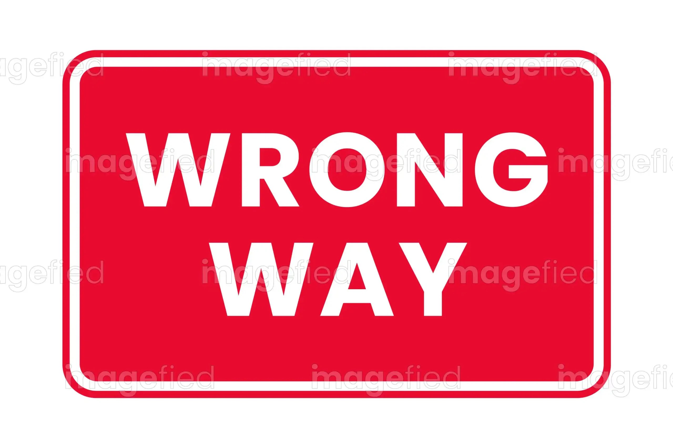 Wrong Way Sign Vector Illustration, Sticker, Label - Imagefied