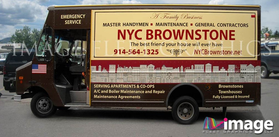 NYC Brownstone, NYC, NY, Milk Truck Decals Image Fleet Graphics