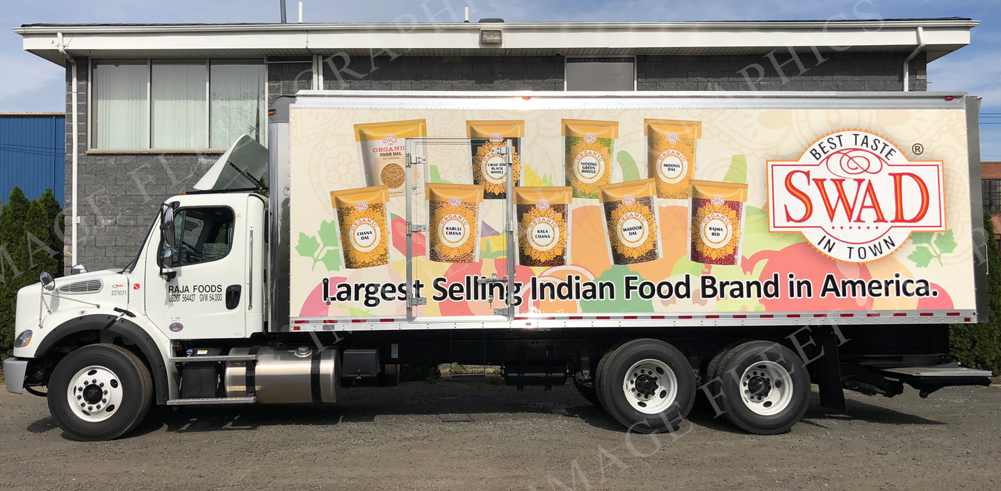 Raja Foods Swad, Freightliner Truck Wrap, Edison NJ Image Fleet Graphics