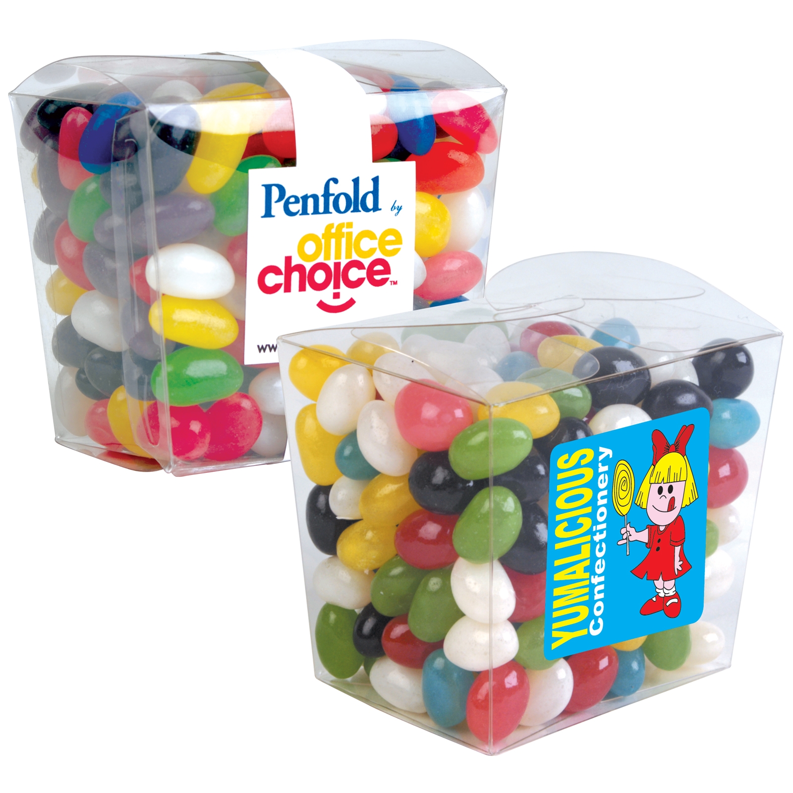Assorted Colour Mini Jelly Beans in Clear Mini Noodle Box Image Group