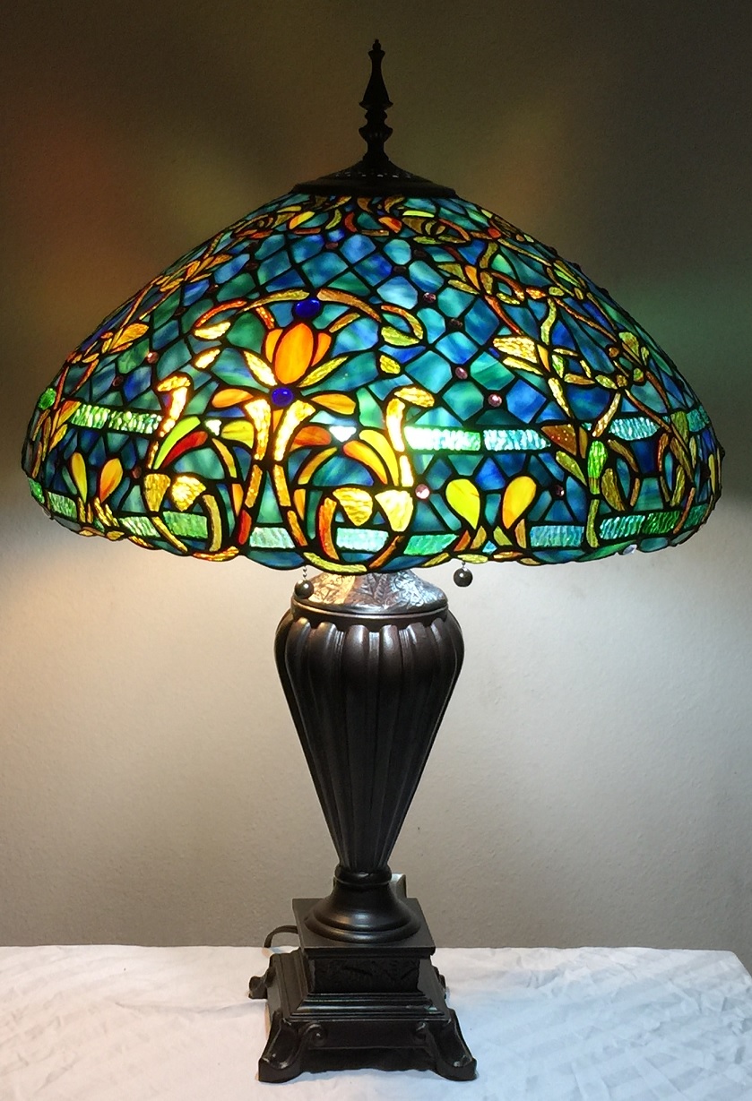 Tiffany Style Stained Glass Table Lamp "Azure Sea" w/ 20" Shade eBay