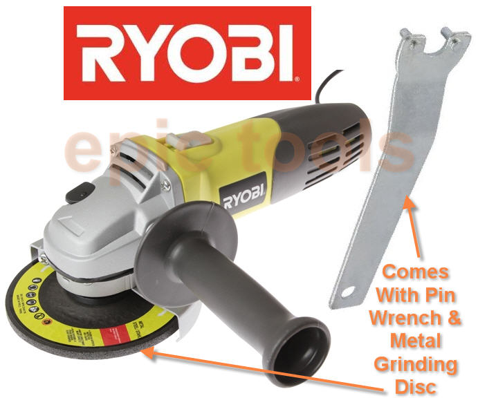 RYOBI 600w 115mm (4 1/2") Angle Mini Grinder + Metal Grinding Disc,240v