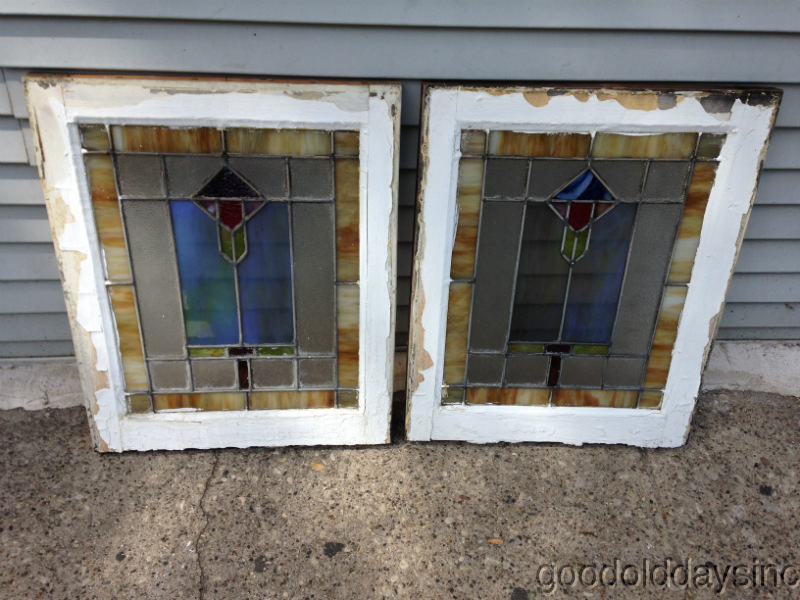 Pair of Chicago Bungalow Stained Leaded Glass Window Craftsman Style eBay