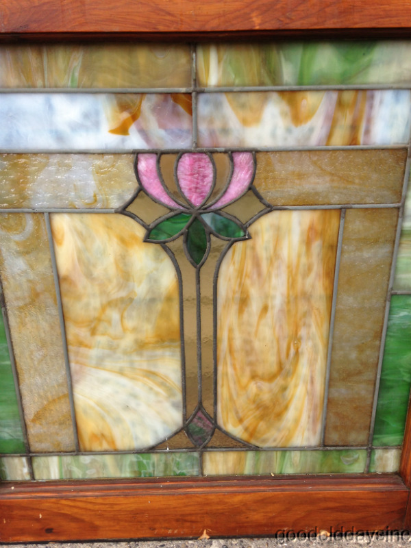 Wonderful Pair of Antique Stained Glass Windows From Chicago 25" tall x