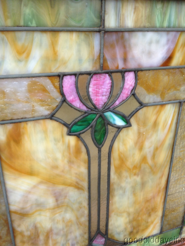 Wonderful Pair of Antique Stained Glass Windows From Chicago 25" tall x