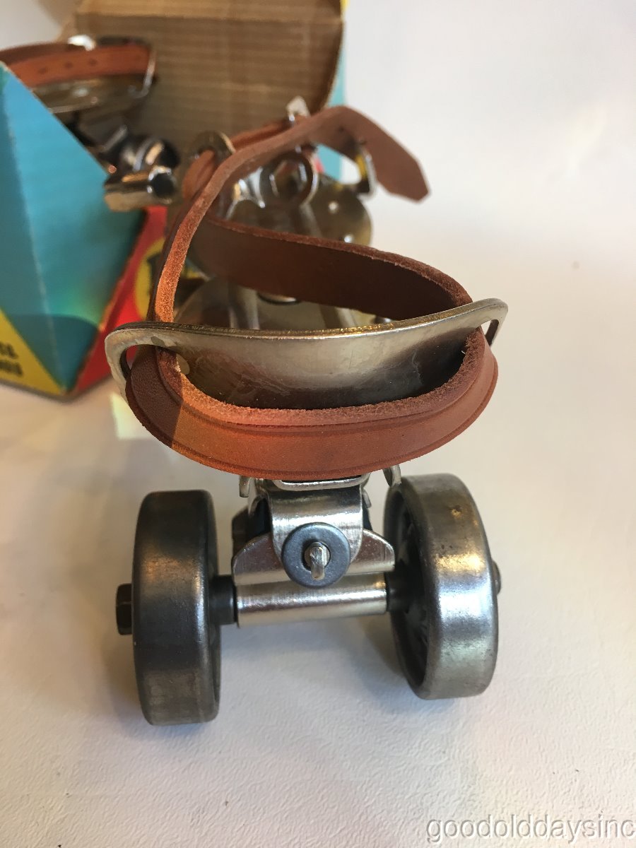 Wow Vintage Chicago Roller Skates Steel Wheels Never Used NIB Strap On