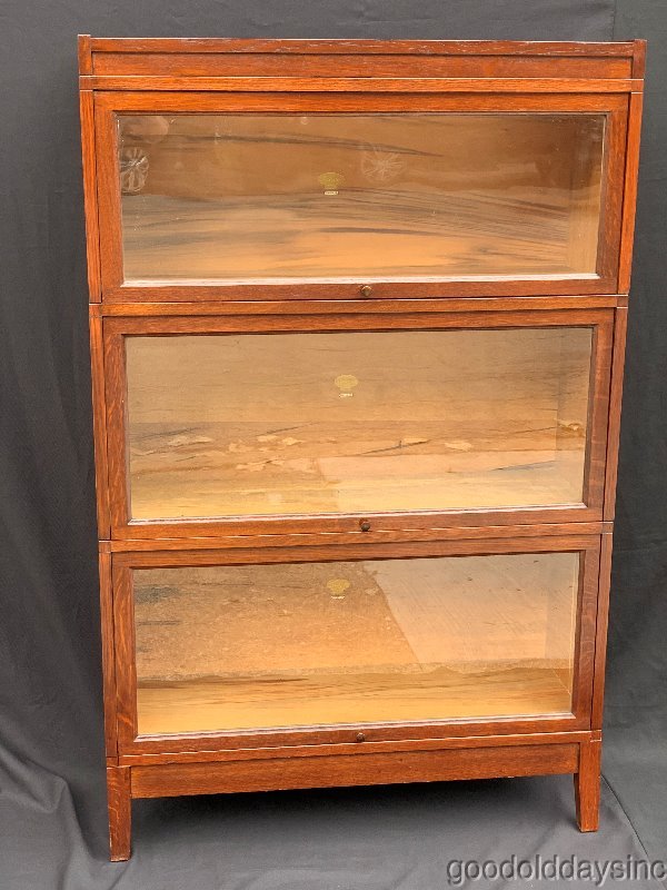 Antique Oak 5 Piece 3 Stack Macey Stacking Bookcase Barrister Lawyers