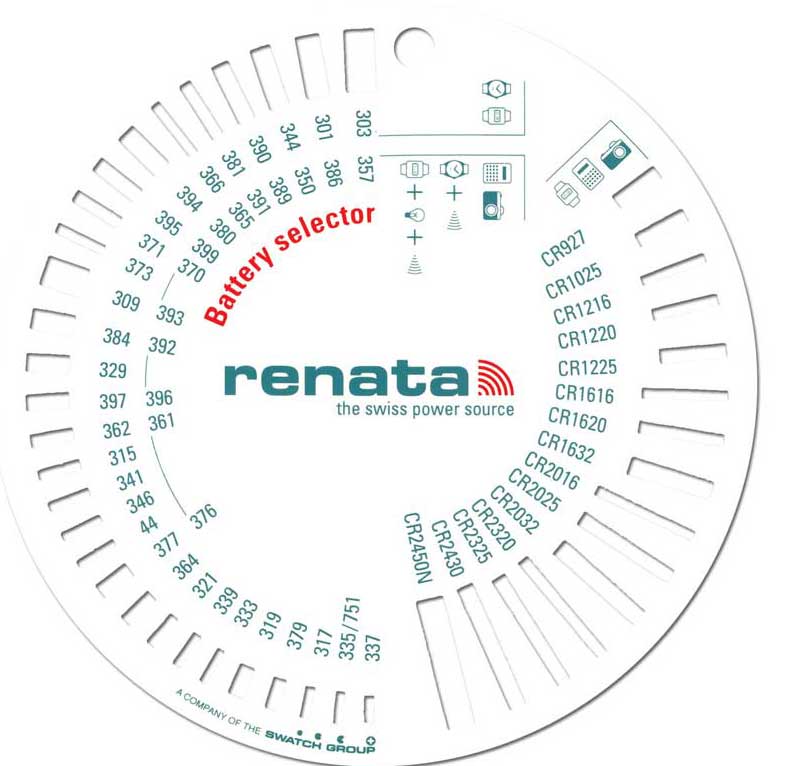 RENATA BATTERY SIZE SELECTOR / SIZE CHART FOR 1.5 & 3V eBay
