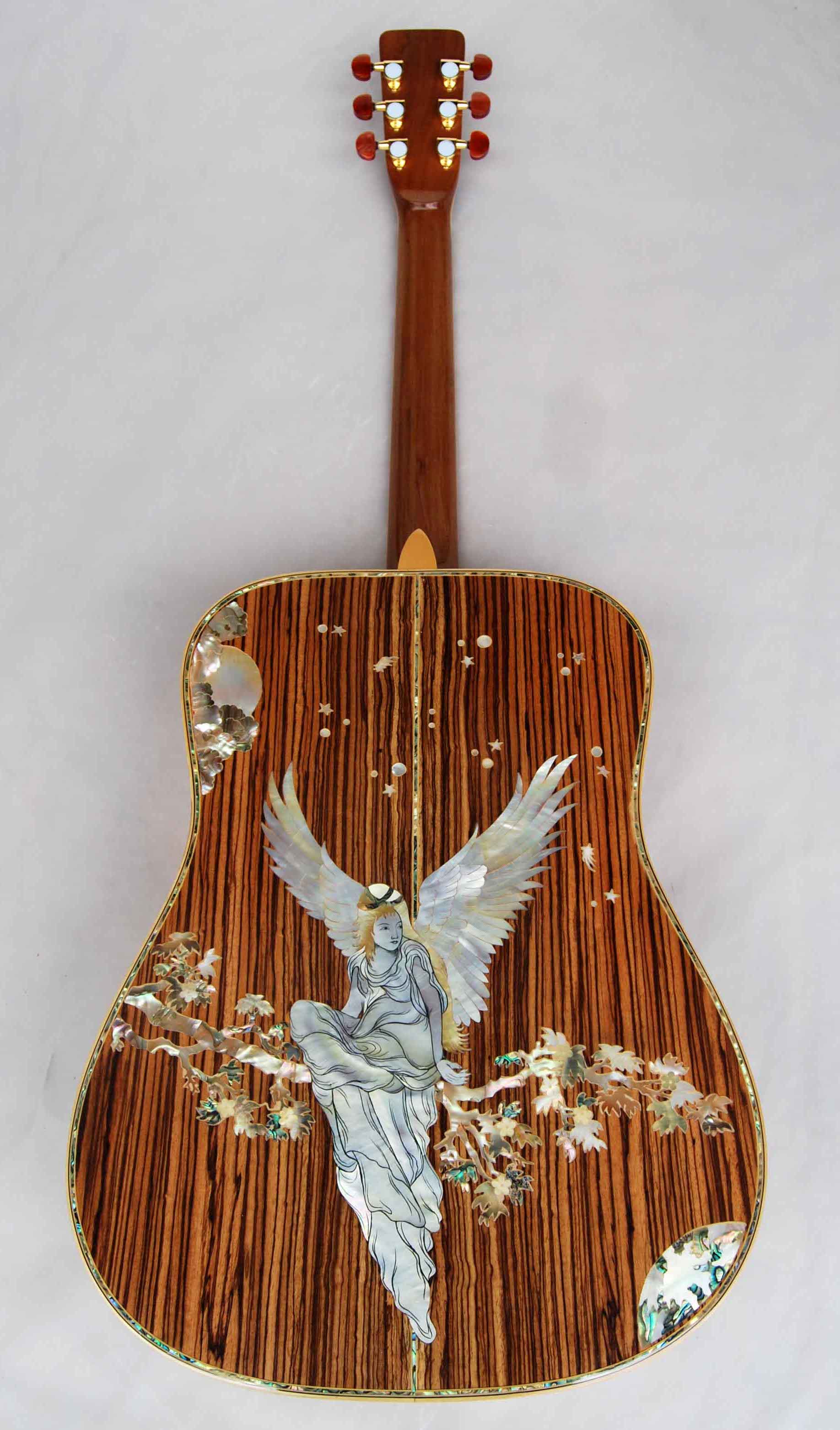 bioi2000 ANGEL INLAY SOLID ZEBRAWOOD ACOUSTIC GUITAR 9110