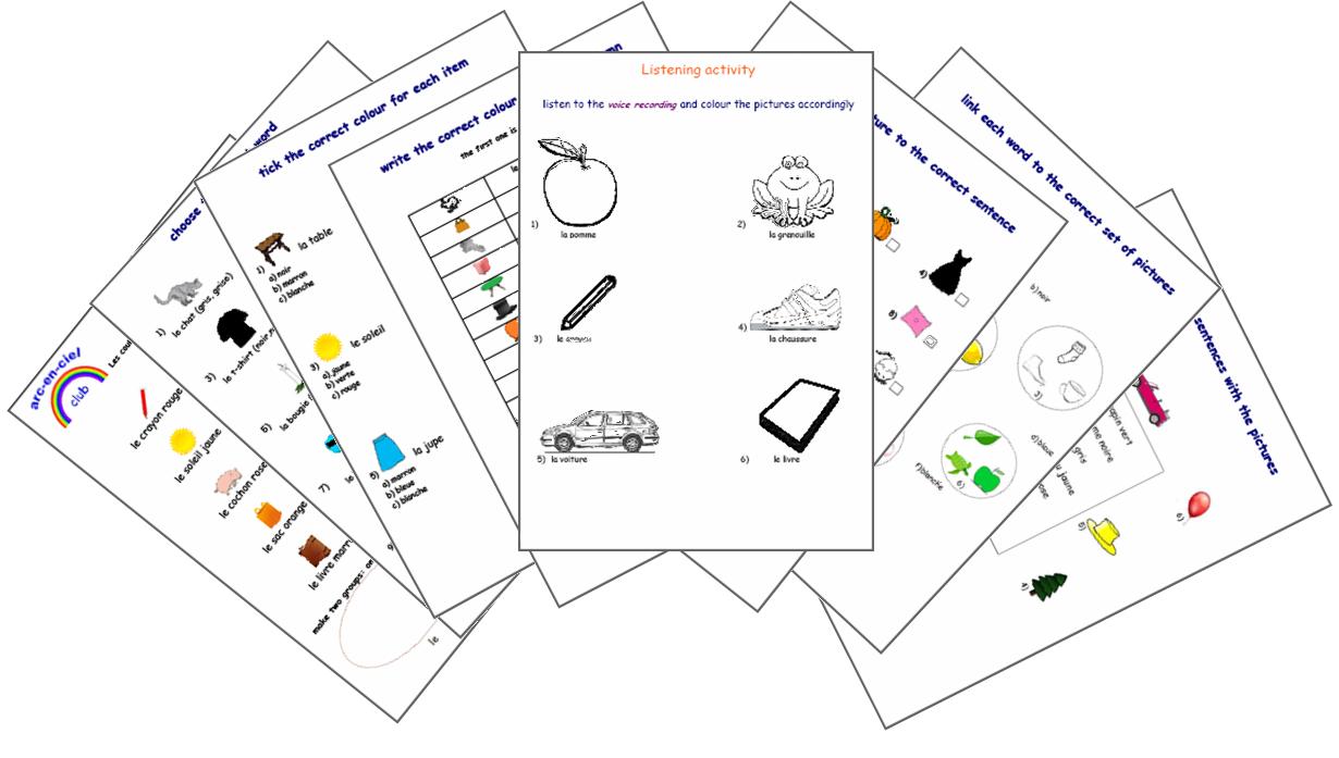 Expand Your French Colours Masculine and Feminine French Worksheets