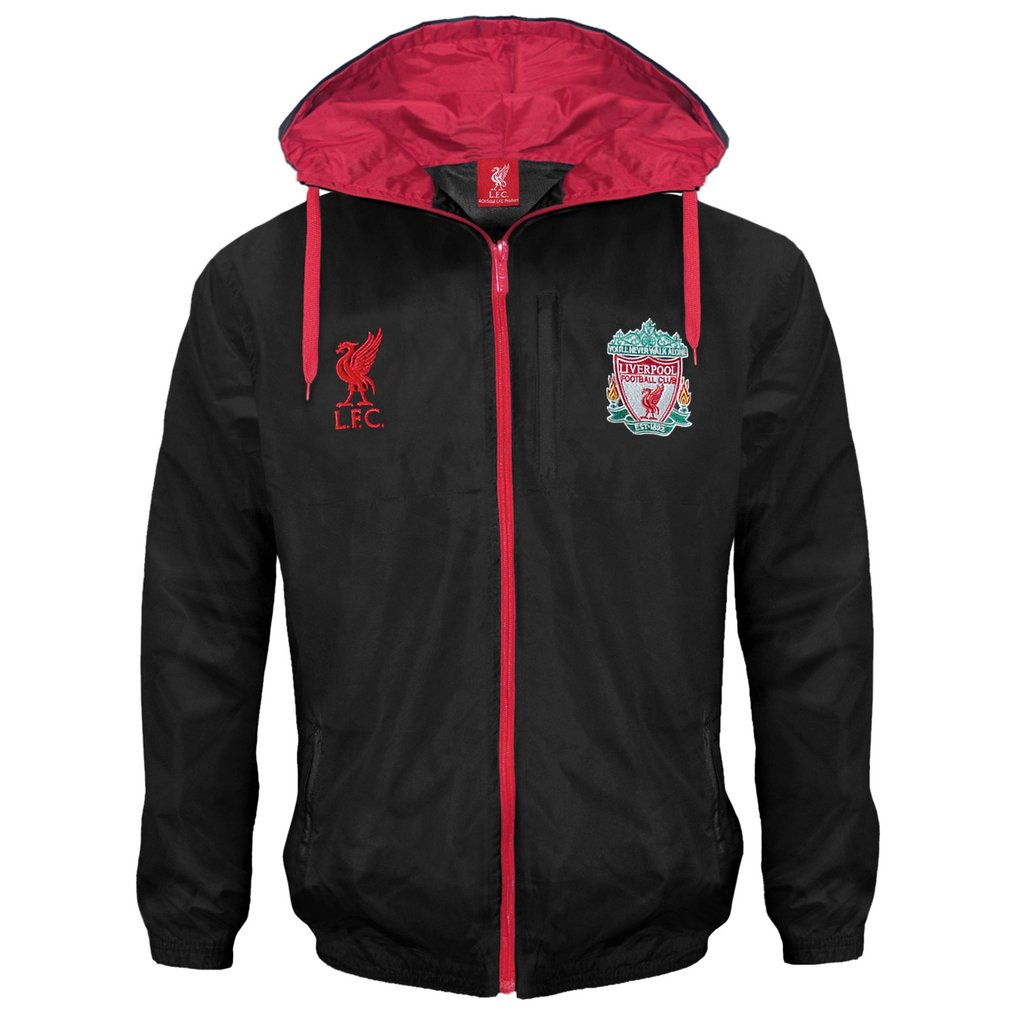 Liverpool FC Soccer Mens Shower Jacket Windbreaker Black Large eBay