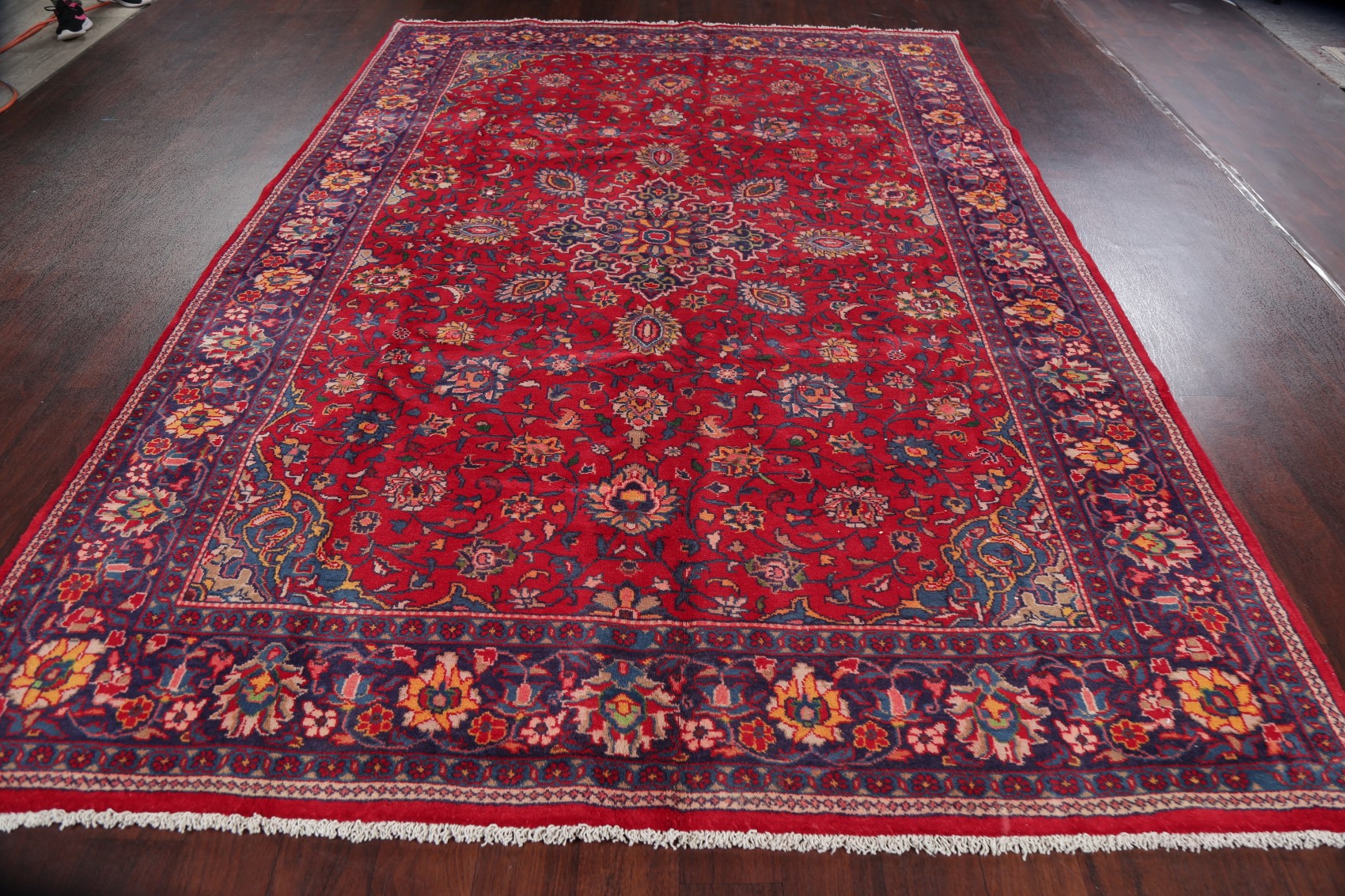RED NAVY BLUE Floral Mahal Oriental Area Rug Wool HandKnotted Dining