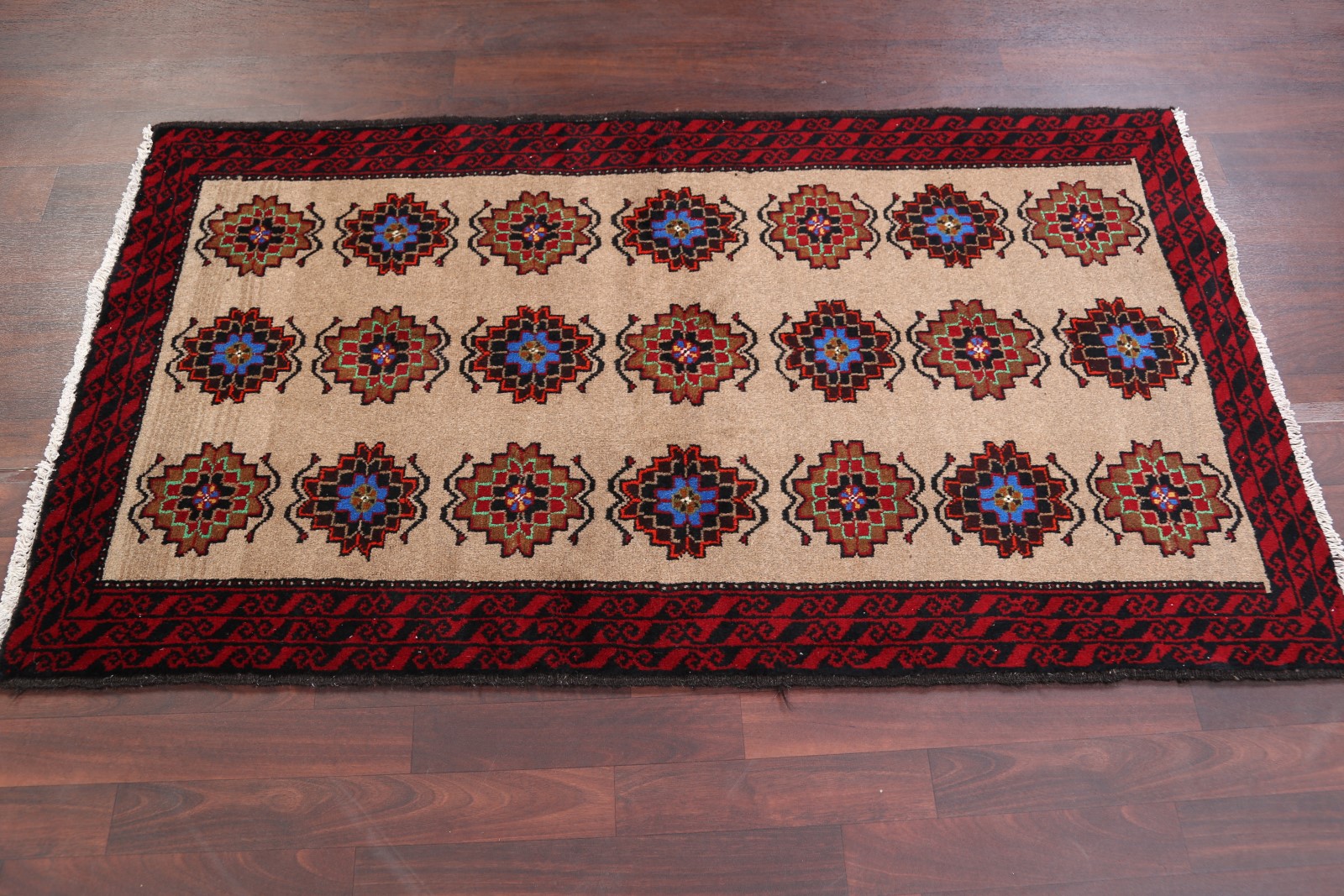 NEW GEOMETRIC 6 ft Runner Afghan Oriental Rug Light Beige HandKnotted