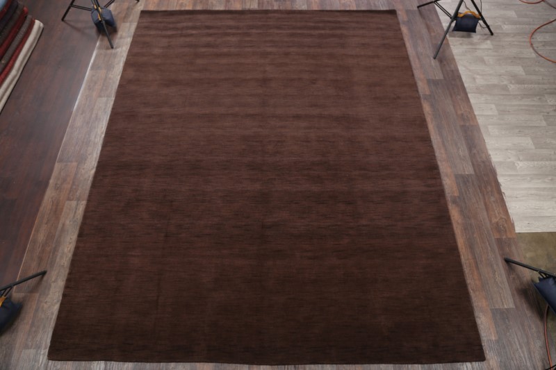 New Solid Dark Brown Contemporary Handmade Modern 10x13 Gabbeh Oriental