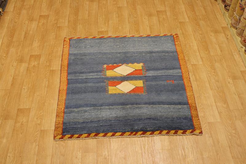 CONTEMPORARY BLUE MODERN SQUARE 6X6 GABBEH PERSIAN ORIENTAL AREA RUG