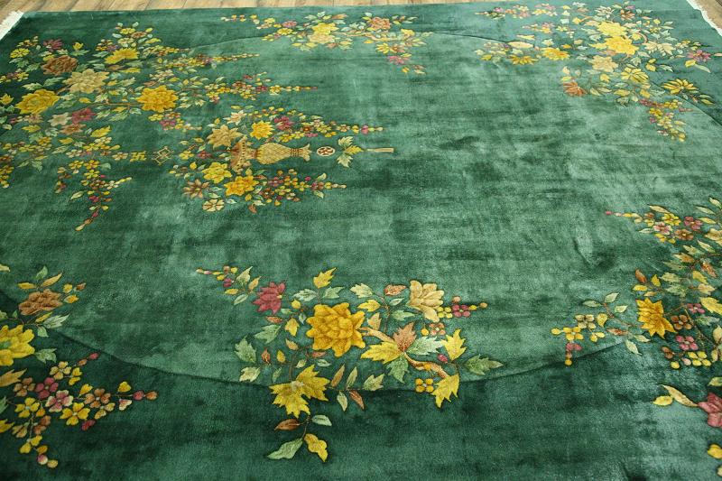 Stunning Aqua Green! 9x12 Art Deco Nichols Chinese Oriental Area Rug Carpet eBay