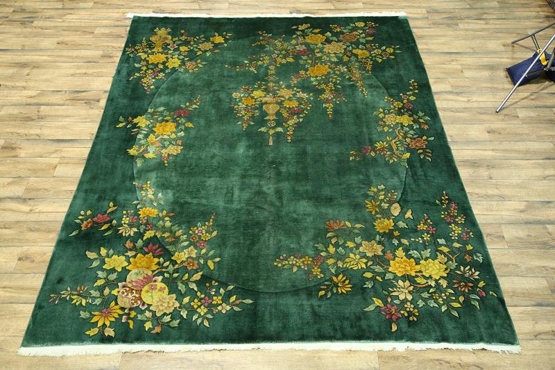 Stunning Aqua Green! 9x12 Art Deco Nichols Chinese Oriental Area Rug Carpet eBay