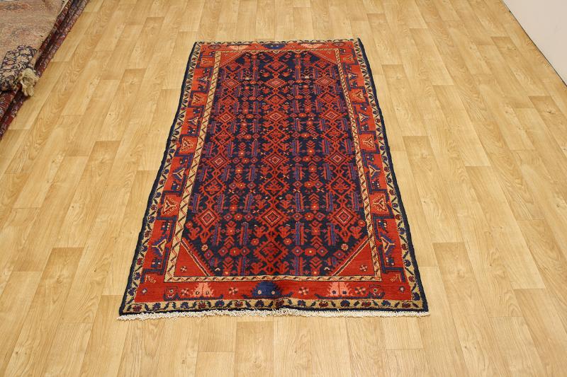 EXCELLENT NAVY BLUE 5X9 HAMEDAN PERSIAN ORIENTAL AREA RUG WOOL CARPET