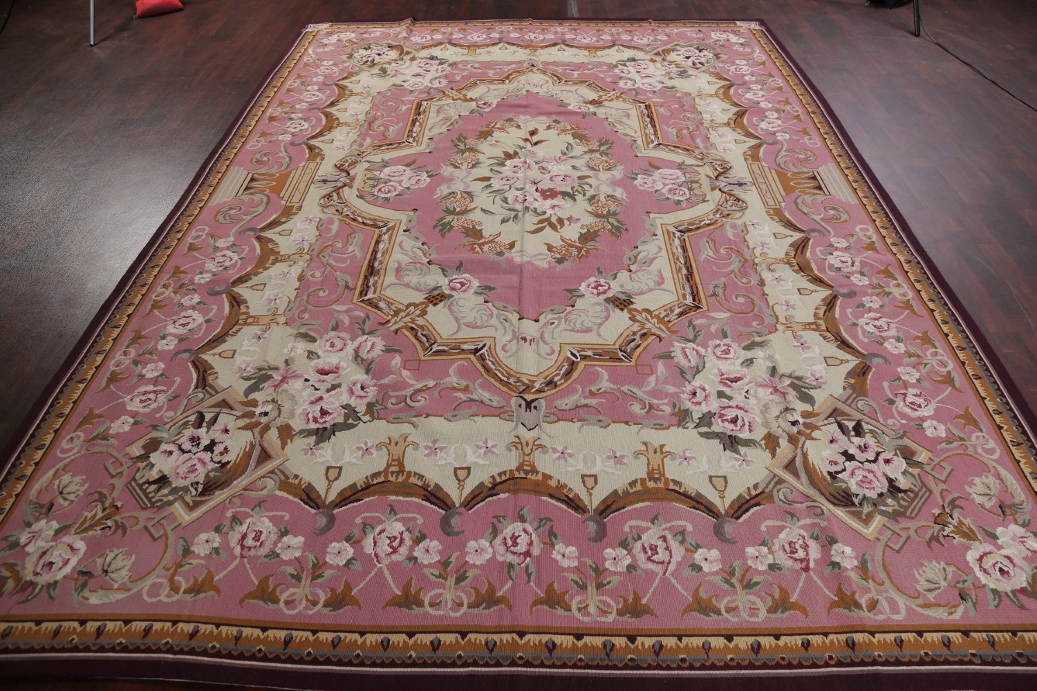 NEW PINK Aubusson Floral Savonnerie Needlepoint Chinese Oriental Area
